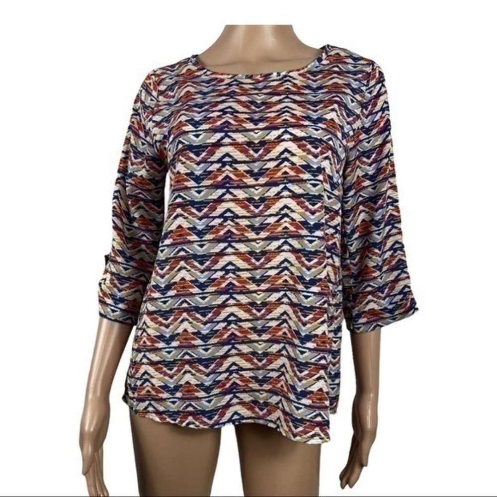 Everly Women Top Blouse Crewneck Pullover Colorful Sz S